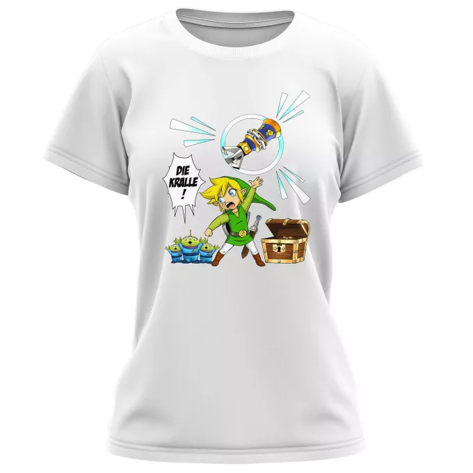 Damen T-shirts Parodie auf Zelda Link and die Aliens
