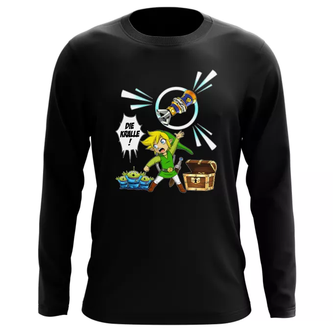 Langarm T-shirts Parodie auf Zelda Link and die Aliens