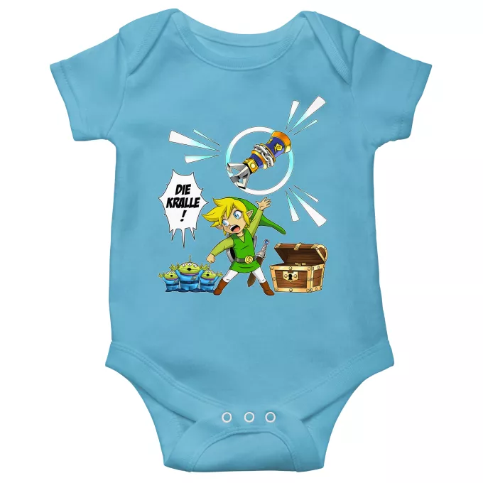 Kurzärmeliger Baby-Bodysuit (Jungen) Parodie auf Zelda Link and die Aliens