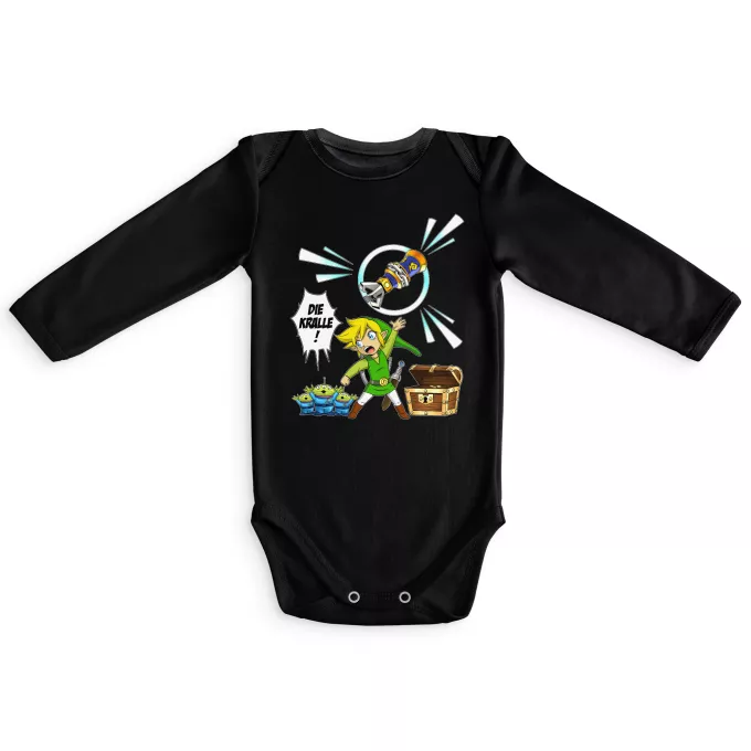 Langärmliges Baby Strampler Parodie auf Zelda Link and die Aliens