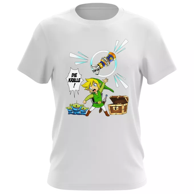 Herren T-shirts Parodie auf Zelda Link and die Aliens