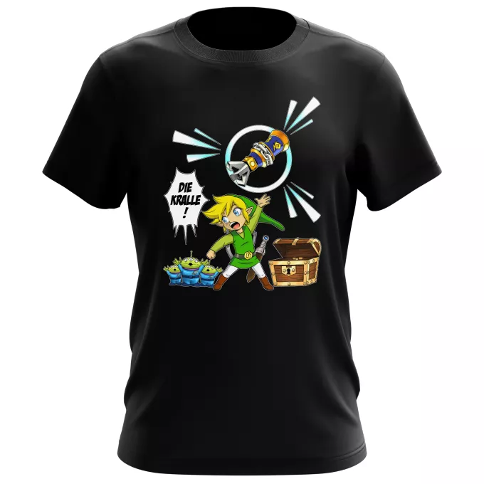 Herren T-shirts Parodie auf Zelda Link and die Aliens