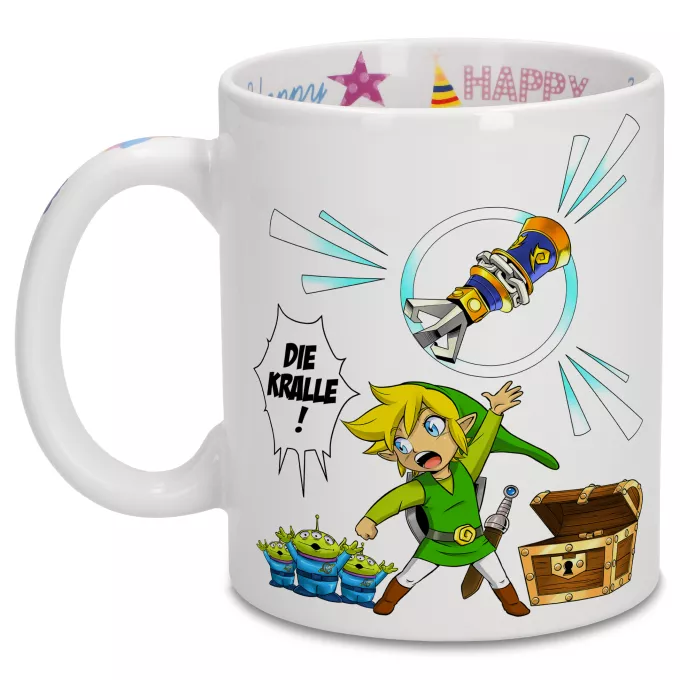 Geburtstag Tassen Parodie auf Zelda Link and die Aliens