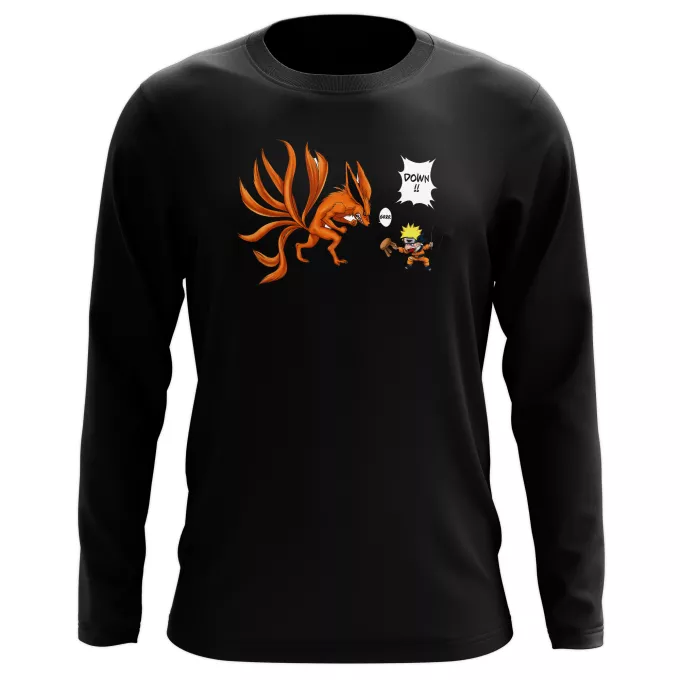 Long sleeve T-shirts Parody of Naruto Naruto and Kyubi