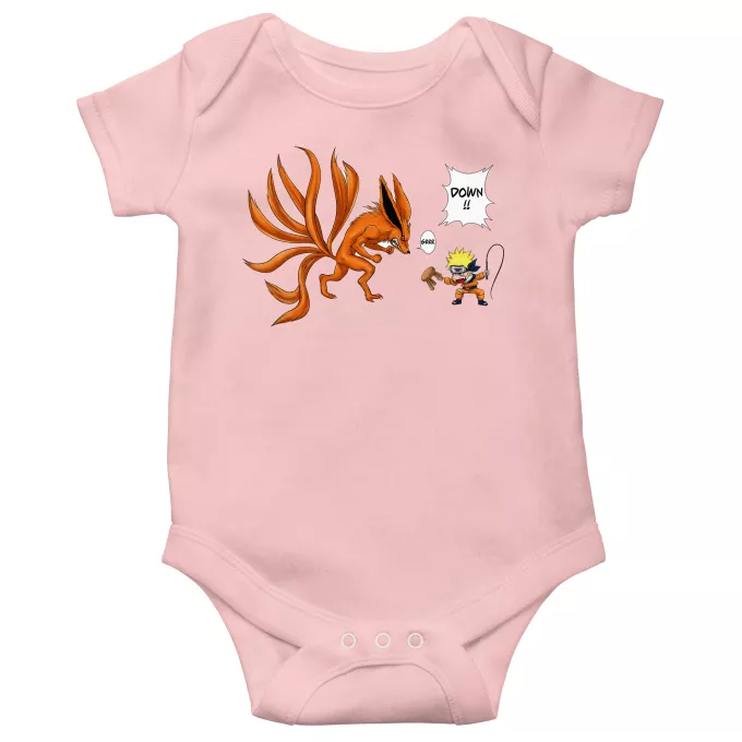 Short-sleeved baby bodysuit (Girls) Parody of Naruto Naruto and Kyubi