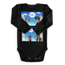 Body bébé manches longues Natsu Dragnir « Hey mec, t'as pas du feu ? » – Parodie Fairy Tail
