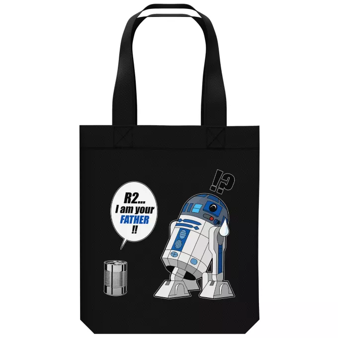 Bolsa (Tote Bag) de algodón orgánico Parodia Star Wars R2-D2 - I am your father