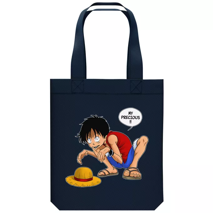 Organic Cotton Tote Bag Parody of One Piece Luffy and Gollum - My Precious