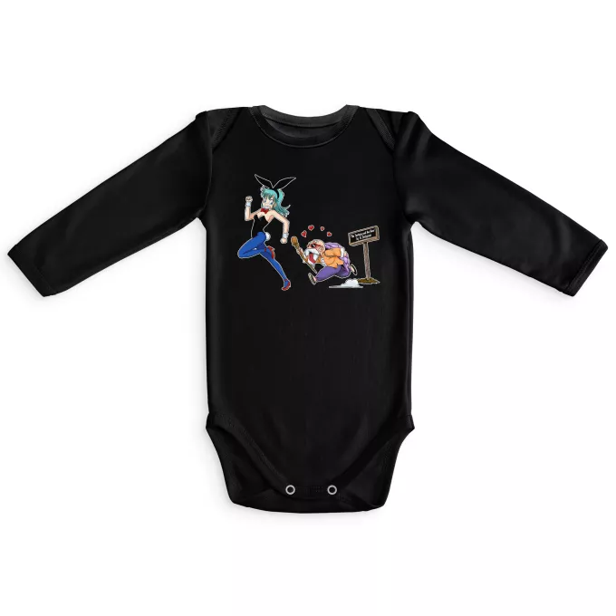 Long sleeve Baby Bodysuits Parody of Dragon Ball Master Roshi and Bulma