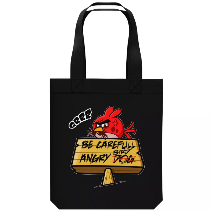 Organic Cotton Tote Bag Parody of Angry Birds Angry Birds