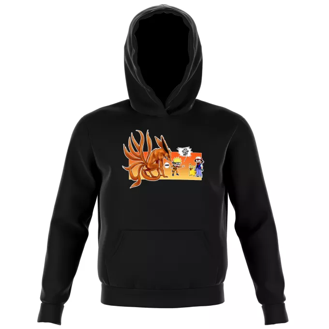 Kids Hooded Sweatshirts Parody of Pokémon Pikachu, Ash and Kyubi