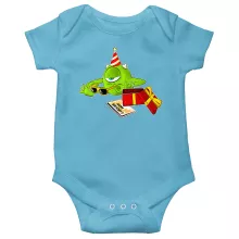 Body bebè Blu Turchese a maniche corte (Bimbo) parodia Monsters & Co - Mike Wazowski (Body bebé di qualità premium - Stampata in Francia - Rif : 754)