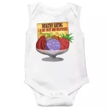 Devil Fruits Sleeveless Baby Bodysuit “Gum-Gum Fruit” – One Piece parody