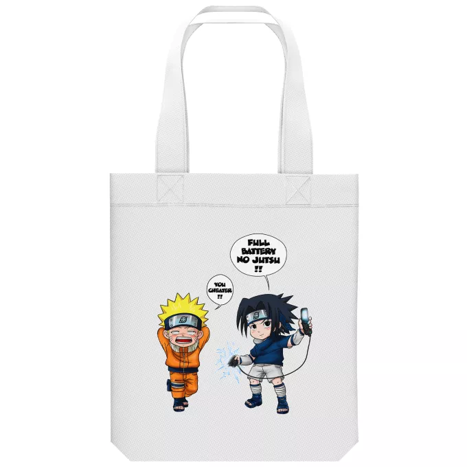 Organic Cotton Tote Bag Parody of Naruto Sasuke