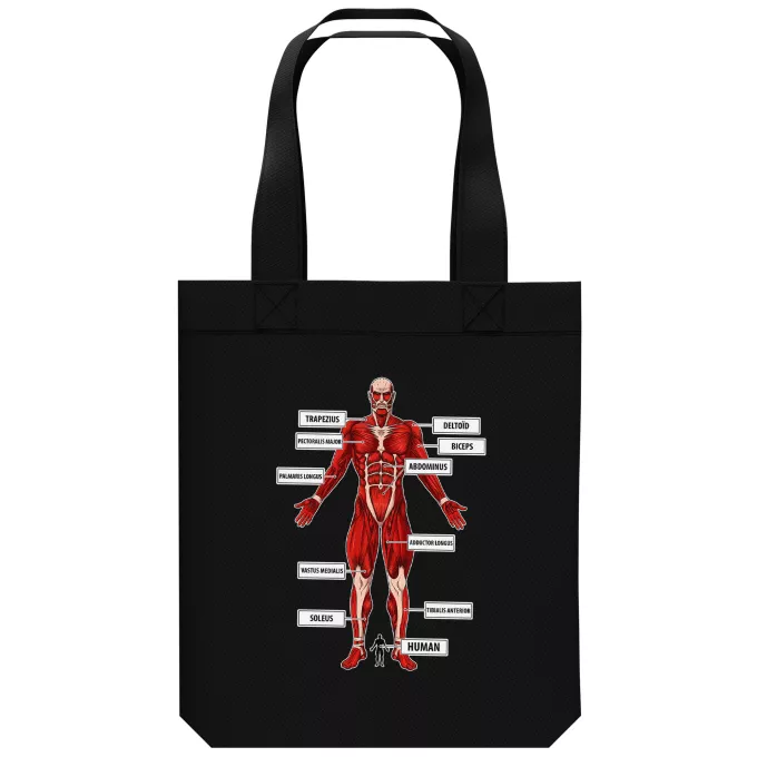 Organic Cotton Tote Bag Parody of Attack on Titan The colossal Titan