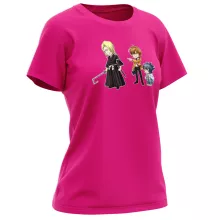 L T-shirt för kvinnor “L, Lignt Yagami och Kira” – Parodi Bleach