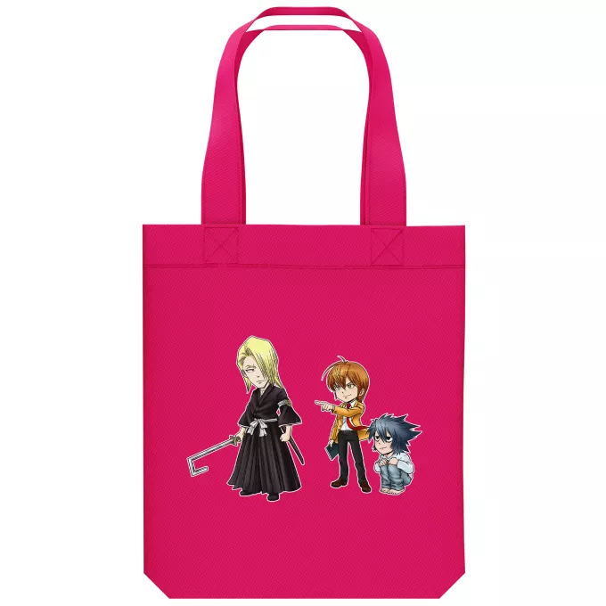 Bolsa (Tote Bag) de algodón orgánico Parodia Bleach L, Lignt Yagami y Kira