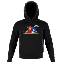 Sudadera Niño con capucha “Flash y Speedy Gonzales y Sonic y el Correcaminos” – Parodia de Flash