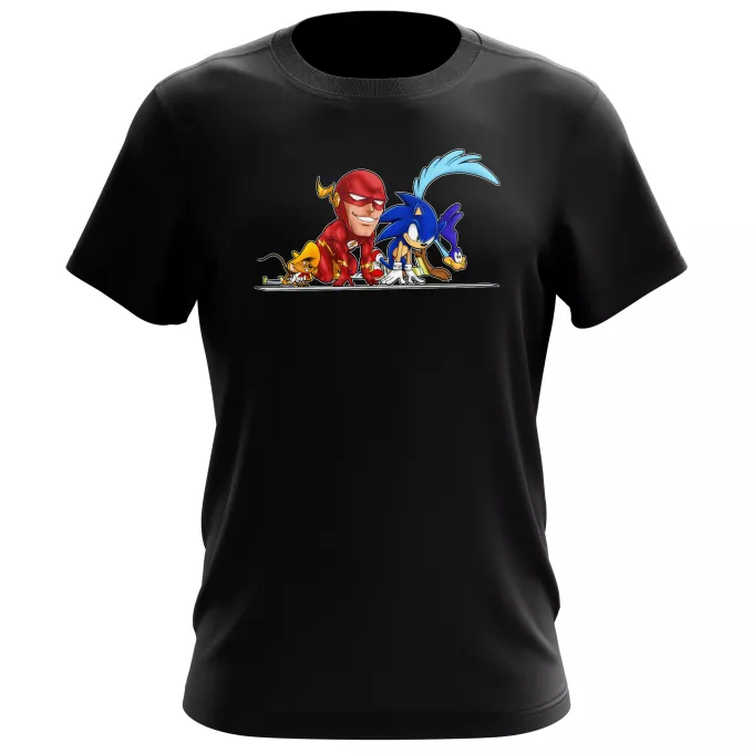 Men's T-shirts Parody of Flash Flash, Sonic, Roadrunner and Speedy Gonzales