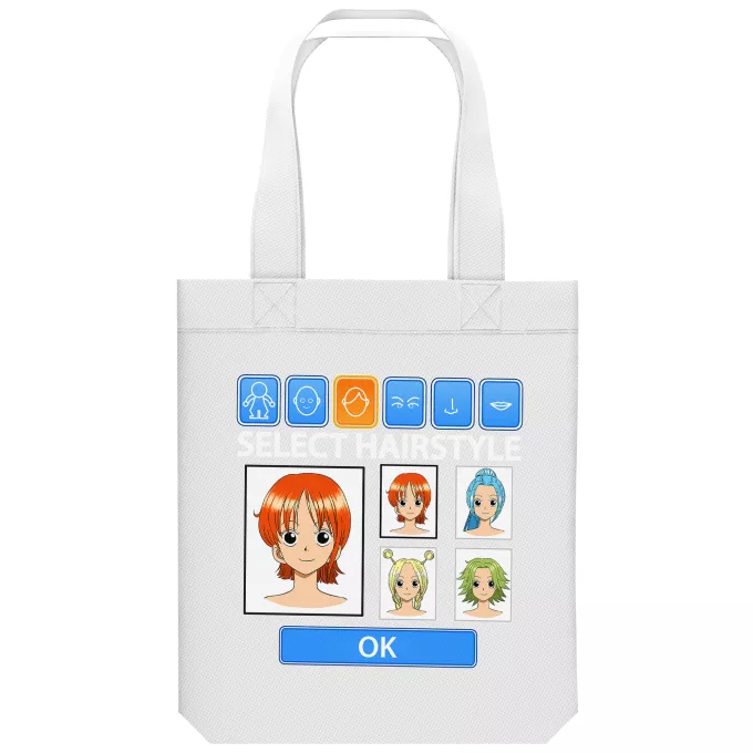 Organic Cotton Tote Bag Parody of One Piece Nami from Straw Hats Pirates Crew
