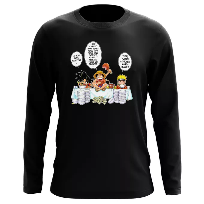 Long sleeve T-shirts Parody of Naruto Son Goku, Naruto and Luffy