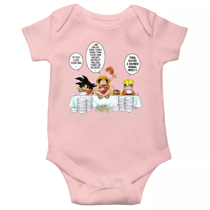 Short-sleeved baby bodysuit (Girls) Parody of Naruto Son Goku, Naruto and Luffy