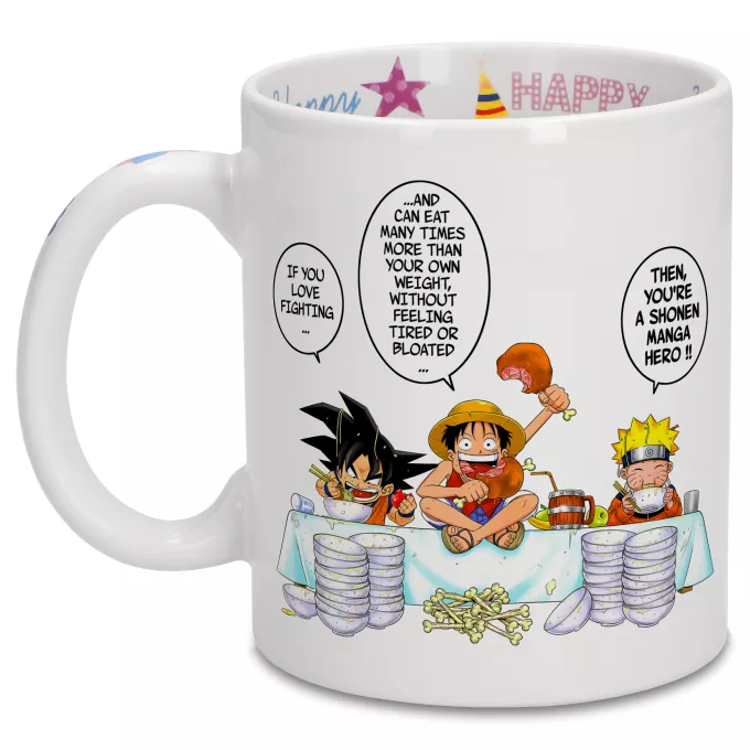 Happy Birthday Mugs Parody of Naruto Son Goku, Naruto and Luffy