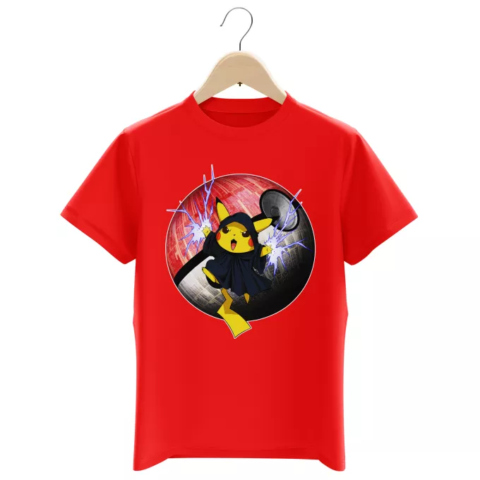 T-shirts crianças rapaz Paródia Pokémon Pikachu e Darth Sidious