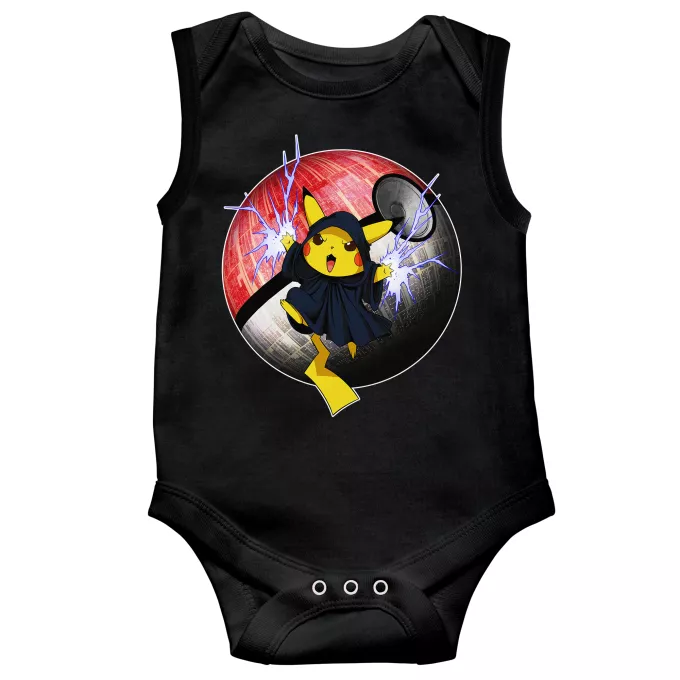 Fatinho sem mangas para bebé Paródia Pokémon Pikachu e Darth Sidious