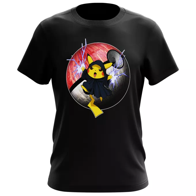 T-shirts de homem Paródia Pokémon Pikachu e Darth Sidious