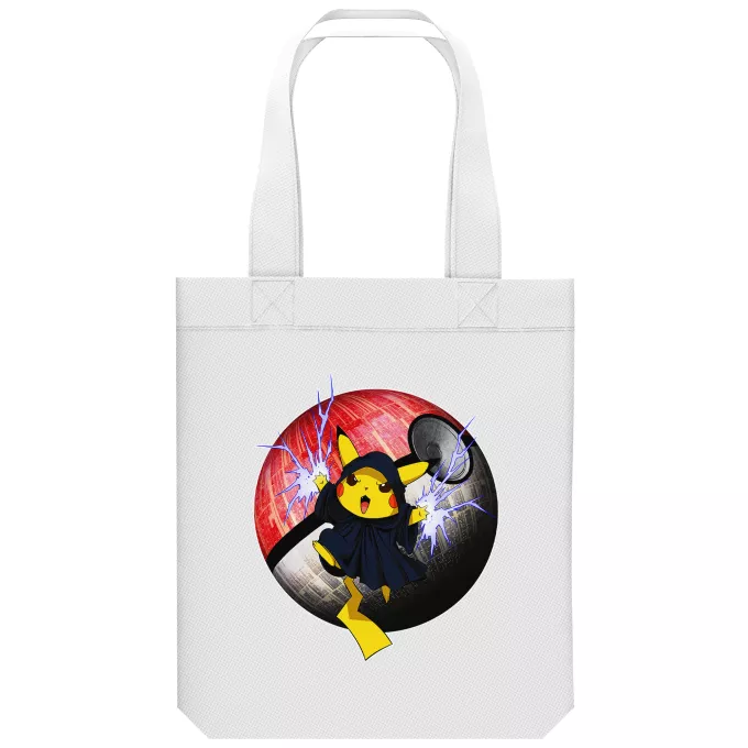 Saco (Tote Bag) de algodão orgânico Paródia Pokémon Pikachu e Darth Sidious