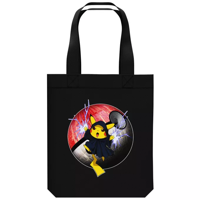 Saco (Tote Bag) de algodão orgânico Paródia Pokémon Pikachu e Darth Sidious