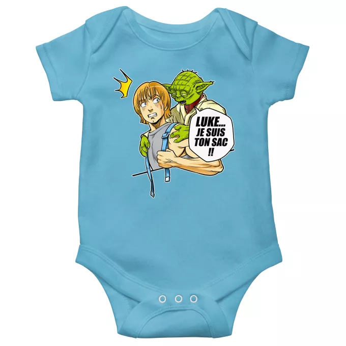 Body bébé manches courtes (garçons) Parodie Star Wars Luke... Je suis ton sac !! - Yoda, Luke Skywalker