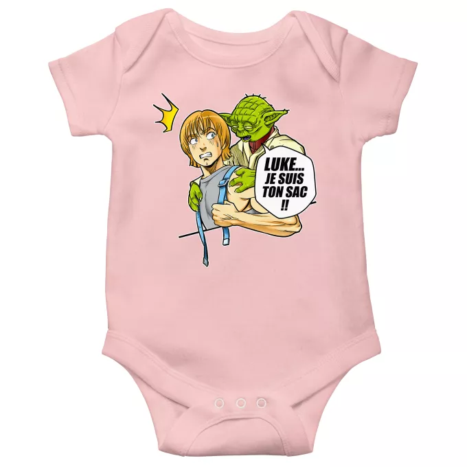 Body bébé manches courtes (Filles) Parodie Star Wars Luke... Je suis ton sac !! - Yoda, Luke Skywalker
