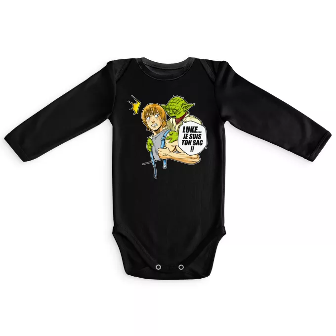 Body bébé manches longues Parodie Star Wars Luke... Je suis ton sac !! - Yoda, Luke Skywalker