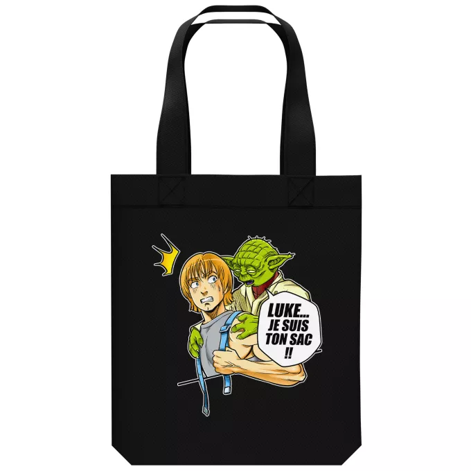 Sac Tote Bag en coton Bio Parodie Star Wars Luke... Je suis ton sac !! - Yoda, Luke Skywalker