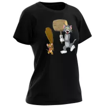 T-shirt Femme Itchy « Chat et Souris Show » – Parodie Les Simpsons