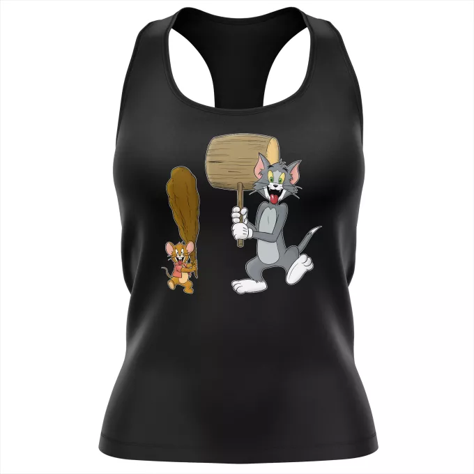 Damen T-shirt Tank top Parodie auf Die Simpsons Itchy und Scratchy und Tom und Jerry