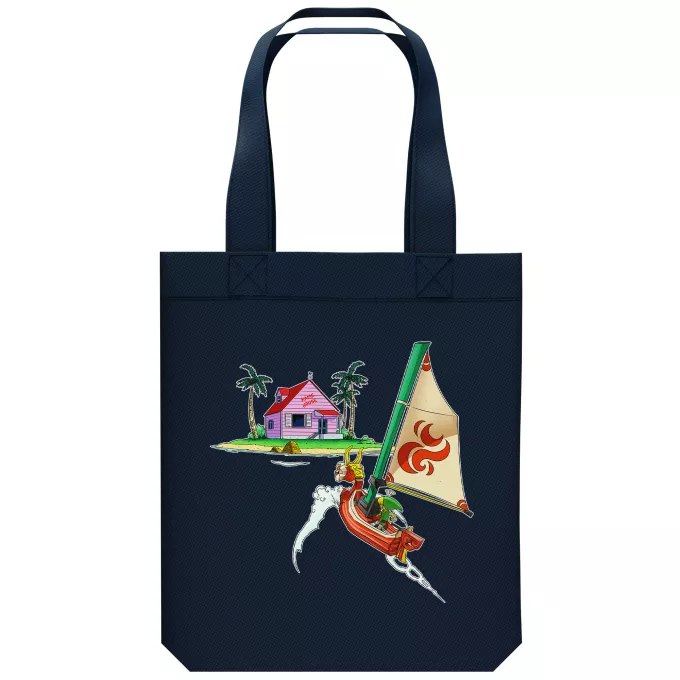 Borsa Tote Bag in cotone organico Paoridia Zelda Link Wind Waker y la Kame House