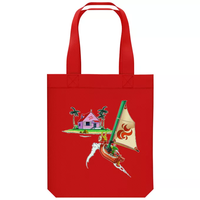 Ekologisk bomullsväska (Tote Bag) Parodi Zelda Link Wind Waker och de Kame House