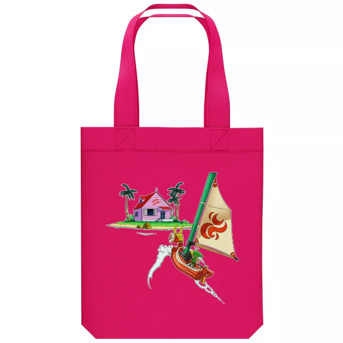 Borsa Tote Bag in cotone organico Paoridia Zelda Link Wind Waker y la Kame House