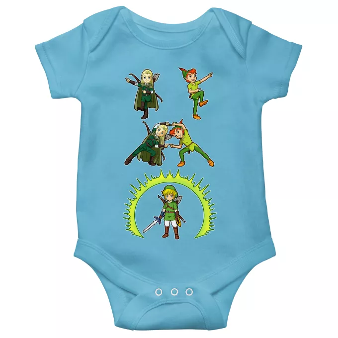 Body per bambini a maniche corte (bimbo) Paoridia Zelda Legolas, Peter Pan e Link