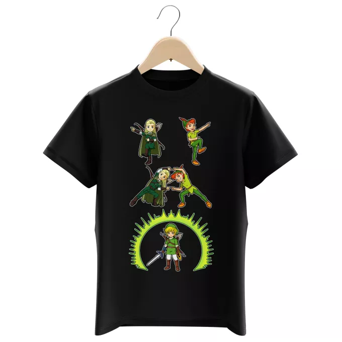 T-shirts crianças rapaz Paródia Zelda Link e Legolas