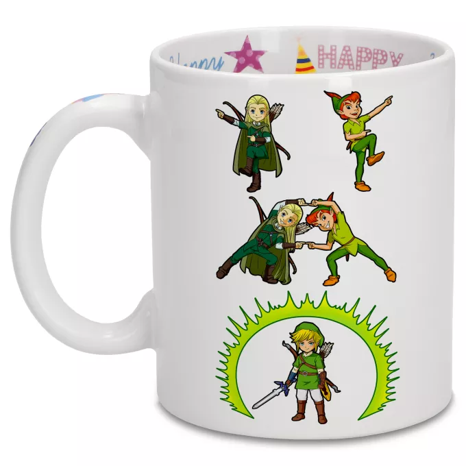 Canecas de aniversário Paródia Zelda Link e Legolas
