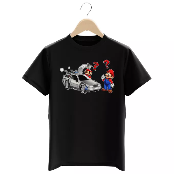 Magliette per bambini e ragazzi Paoridia Super Mario Mario e La Delorean