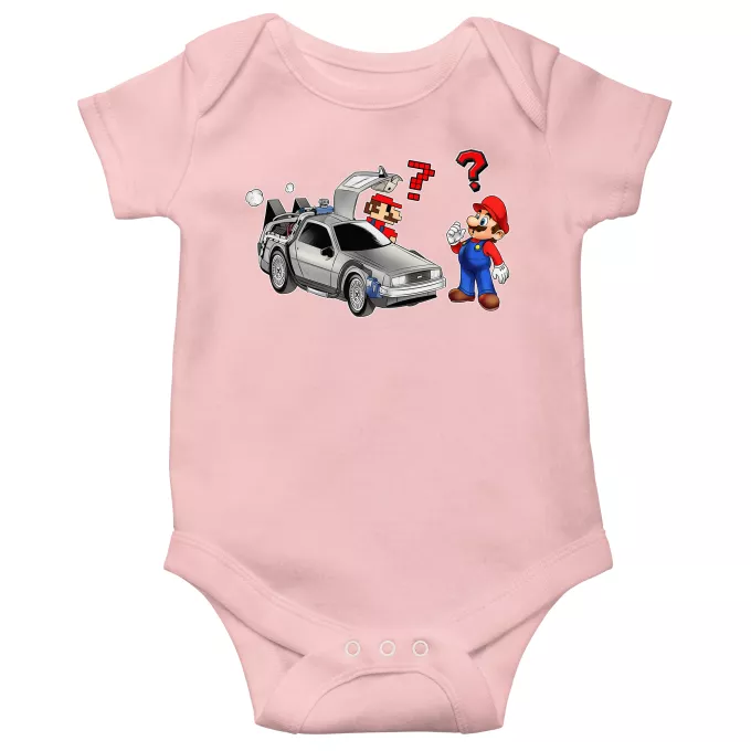 Body baby korta ärmar (flicka) Parodi Super Mario Mario och Delorean