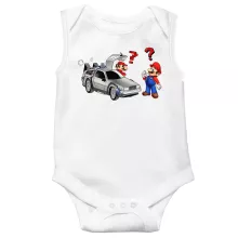 Mario Sleeveless Baby Bodysuit “Mario and the Delorean” – Super Mario parody