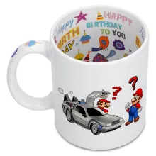 Mario Mug “Mario and the Delorean” – Super Mario parody