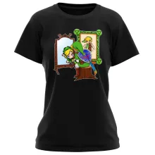 T-shirt de mulher Link “Norman Rockwell style” – Zelda de parodia