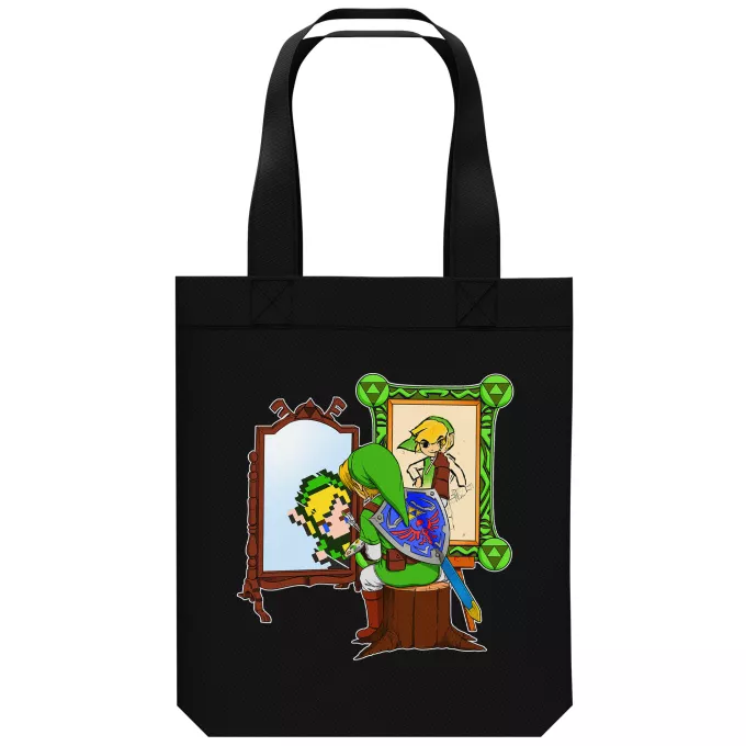 Saco (Tote Bag) de algodão orgânico Paródia Zelda Link - Norman Rockwell style